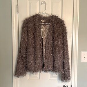 Mystree open front fringe jacket
